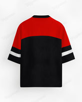 Big & Tall Men's Black And Red Colorblock Crown Lion KING Alphabet Print Mesh Jersey